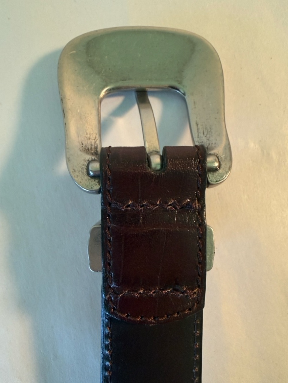 Vintage Western Leather Belt Silver Tone Conchos Engraved Buckle Brown Boho - Picture 5 of 7